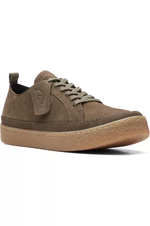 Clarks Women Olive Green Perforations Leather Sneakers