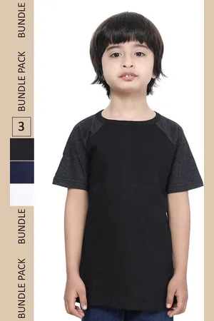 IndiWeaves Boys Pack Of 3 Raglan Sleeves Pure Cotton T-shirt