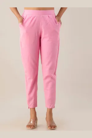 Kohsh Women Pure Cotton Pleated Cigarette Trousers