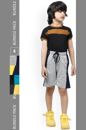IndiWeaves Boys Pack Of 4 Mid-Rise Side Striped Pure Cotton Shorts