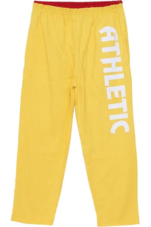 Sweet Angel Girls Yellow & White Printed Straight Fit Outdoor Track Pants