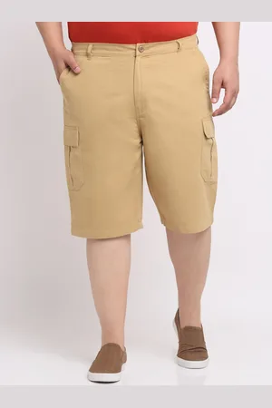 Pluss Men Plus Size Khaki Mid Rise Cotton Shorts