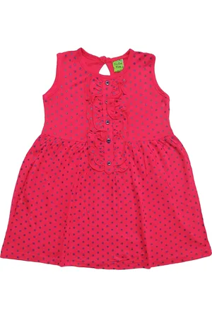 Clothe Funn Girls Polka Dot Printed Ruffled Fit & Flare Dress