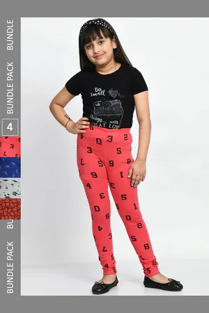 BAESD Girls Pack of 4 Printed Pure Cotton Leggings