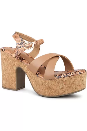 Inc 5 Textured Open Toe Platform Heels With Backstrap