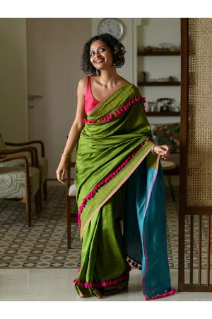 Suta Green & Teal Embellished Saree
