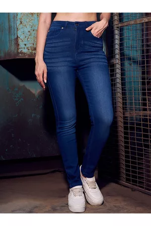 KASSUALLY Women Blue Slim Fit High-Rise Light Fade Stretchable Jeans