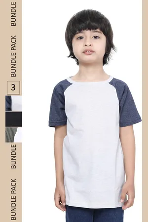 IndiWeaves Boys Pack Of 3 Raglan Sleeves Pure Cotton T-shirt