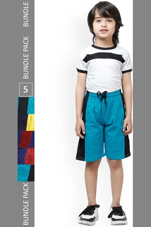 IndiWeaves Boys Pack Of 5 High-Rise Side Striped Pure Cotton Shorts