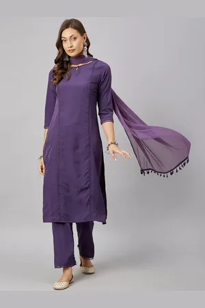 Azira Keyhole Neck Thread Work Kurta with Trousers & With Dupatta