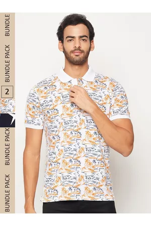 WILD WEST Men Pack of 2 Printed Polo Collar Cotton T-shirts
