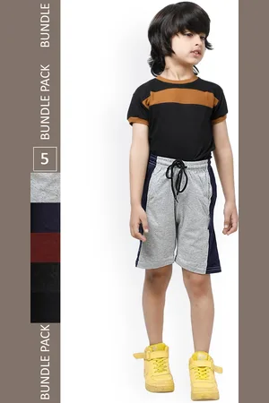 IndiWeaves Boys Pack Of 5 Striped High-Rise Pure Cotton Shorts