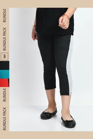 IndiWeaves Girls Pack Of 3 Colourblocked Mid Rise Pure Cotton Capris