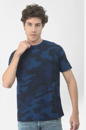Woodland Men Camouflage Printed Round Neck Pure Cotton T-shirt
