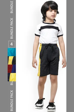 IndiWeaves Boys Pack Of 4 Mid-Rise Side Striped Pure Cotton Shorts