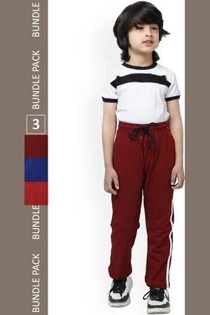 IndiWeaves Boys Pack Of 3 Pure Cotton Track Pants