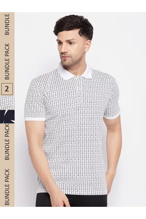 WILD WEST Men Pack of 2 Printed Polo Collar Cotton T-shirts