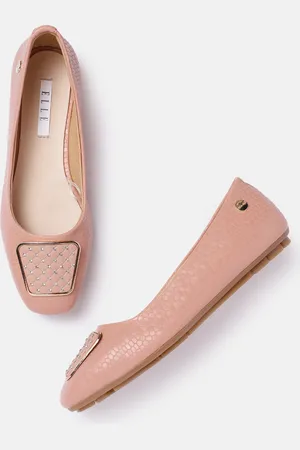 Elle Women Textured Ballerinas with Embellished Metal Detail