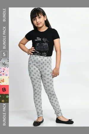 BAESD Girls Pack Of 5 Printed Cotton Ankle-Length Leggings