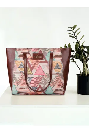 THE CLOWNFISH Valentine Geometric Printed Structured Jute Tote Bag