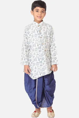 TABARD Boys White & Blue Kurta