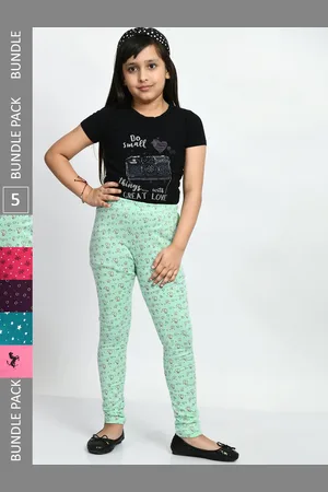 BAESD Girls Pack Of 5 Printed Pure Cotton Leggings