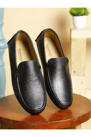 Teakwood Leathers Men Black Textured Formal Loafer Shoes