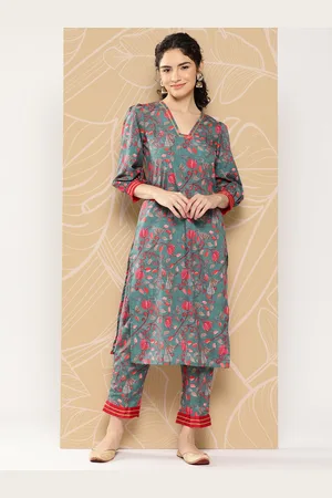 Ahalyaa Women Floral Printed Regular Gotta Patti Kurta with Trousers