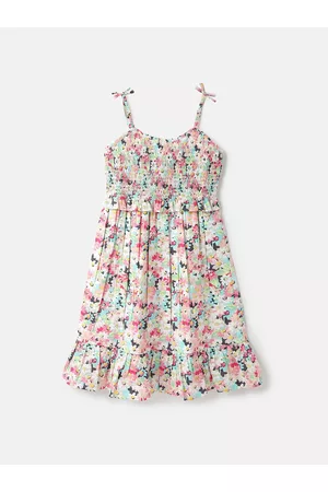 Benetton Floral Printed Shoulder Strap A-Line Cotton Dress