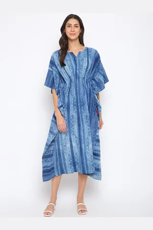 Fabindia Geometric Printed Cotton Kaftan Dress