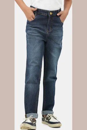 URBANO Boys Mid-Rise Slim Fit Low Distress Light Fade Stretchable Jeans