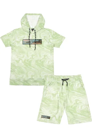 CAVIO Boys Printed Hooded T-shirt With Shorts Set