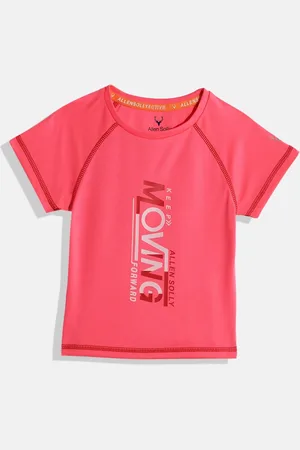 Allen Solly Girls Pink Typography Printed Active Wear T-shirt