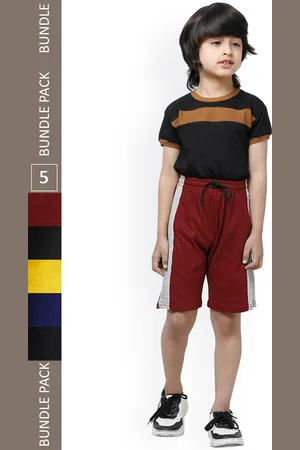 IndiWeaves Boys Pack Of 5 Striped Pure Cotton Shorts
