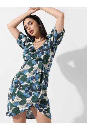 Campus V-Neck Printed Mini Dress