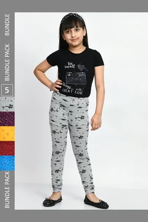 BAESD Girls Pack Of 5 Printed Ankle Length Pure Cotton Leggings