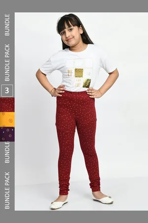 BAESD Girls Pack of 3 Printed Pure Cotton Leggings