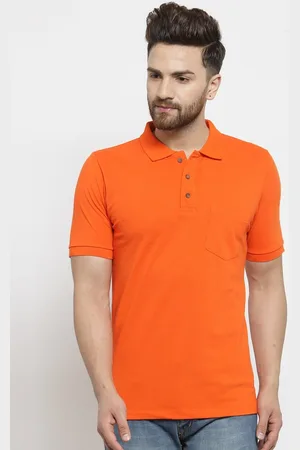 Kalt Men Orange Polo Collar T-shirt
