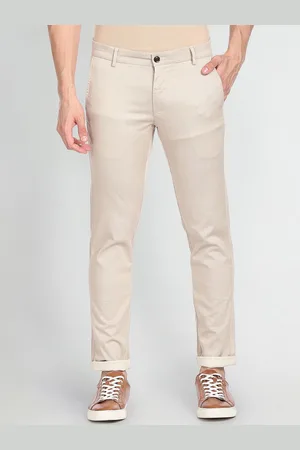 Arrow Men Geometric Woven Design Slim Fit Low-Rise Chinos Trousers