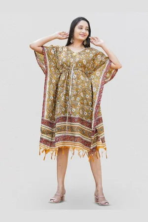 Kesarya Ethnic Motifs Print Kaftan Dress