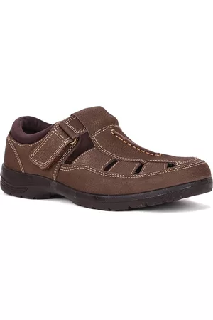 Bata Men Textured Leather Shoe-Style Sandals