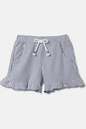 Benetton Girls Vertical Striped & Ruffled Cotton Shorts
