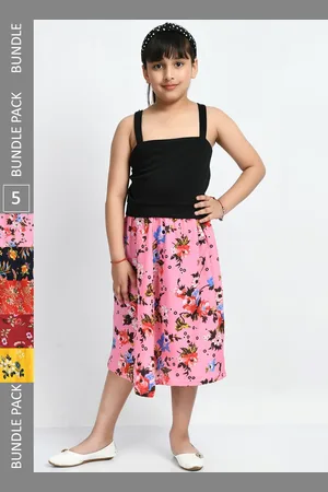 IndiWeaves Girls Pack Of 5 Floral Printed Knee-Length Skirts
