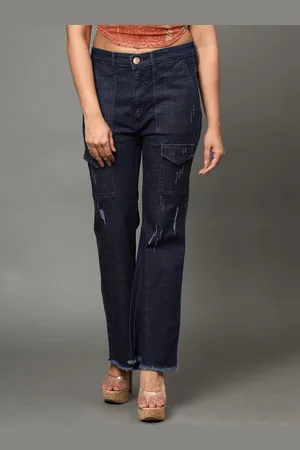 AngelFab Women Jean Bootcut High-Rise Mildly Distressed Cotton Jeans