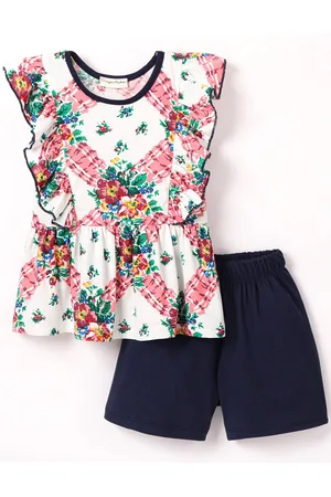 CrayonFlakes Girls Printed Top with Shorts Clothing Set