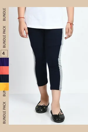 IndiWeaves Girls Pack Of 4 Colourblocked Pure Cotton Capris