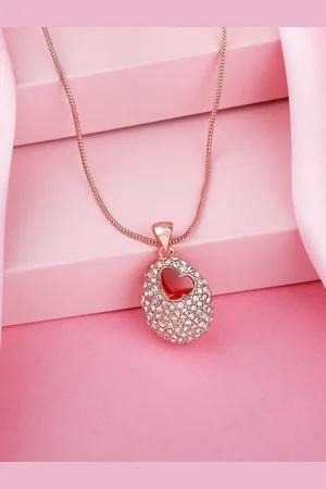 ESTELE Rose Gold-Plated Quartz-Studded Pendant With Chain