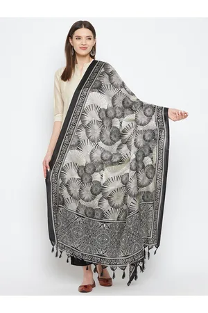 Clora Creation Black & White Printed Dupatta