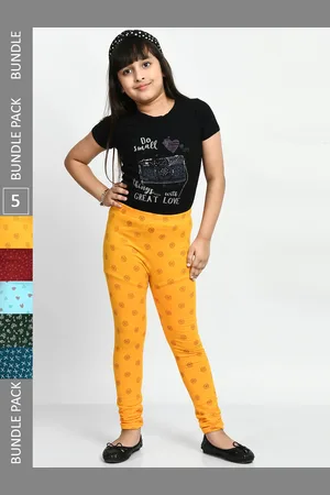 BAESD Girls Pack of 5 Printed Super Soft Pure Cotton Churidar- Length Leggings