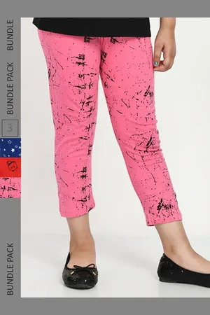 IndiWeaves Girls Pack of 3 Printed High Rise Pure Cotton Capris